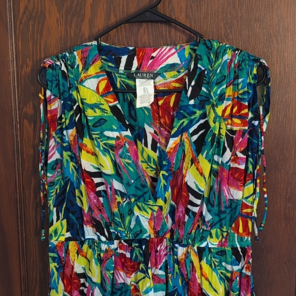 Ralph Lauren Tropical-Print Cotton Cover-Up Vacation Size Large - Picture 6 of 8